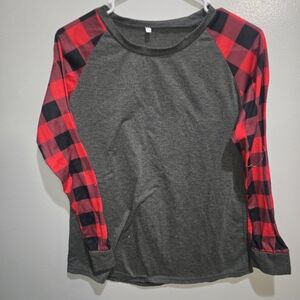 Plaid Sleeve Womens Shirt